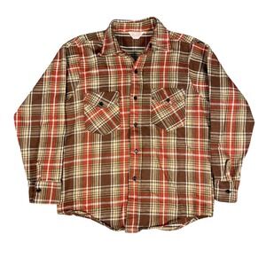 Vintage 70s Frostproof Mens Plaid Flannel Shirt Cotton Made in USA M/L